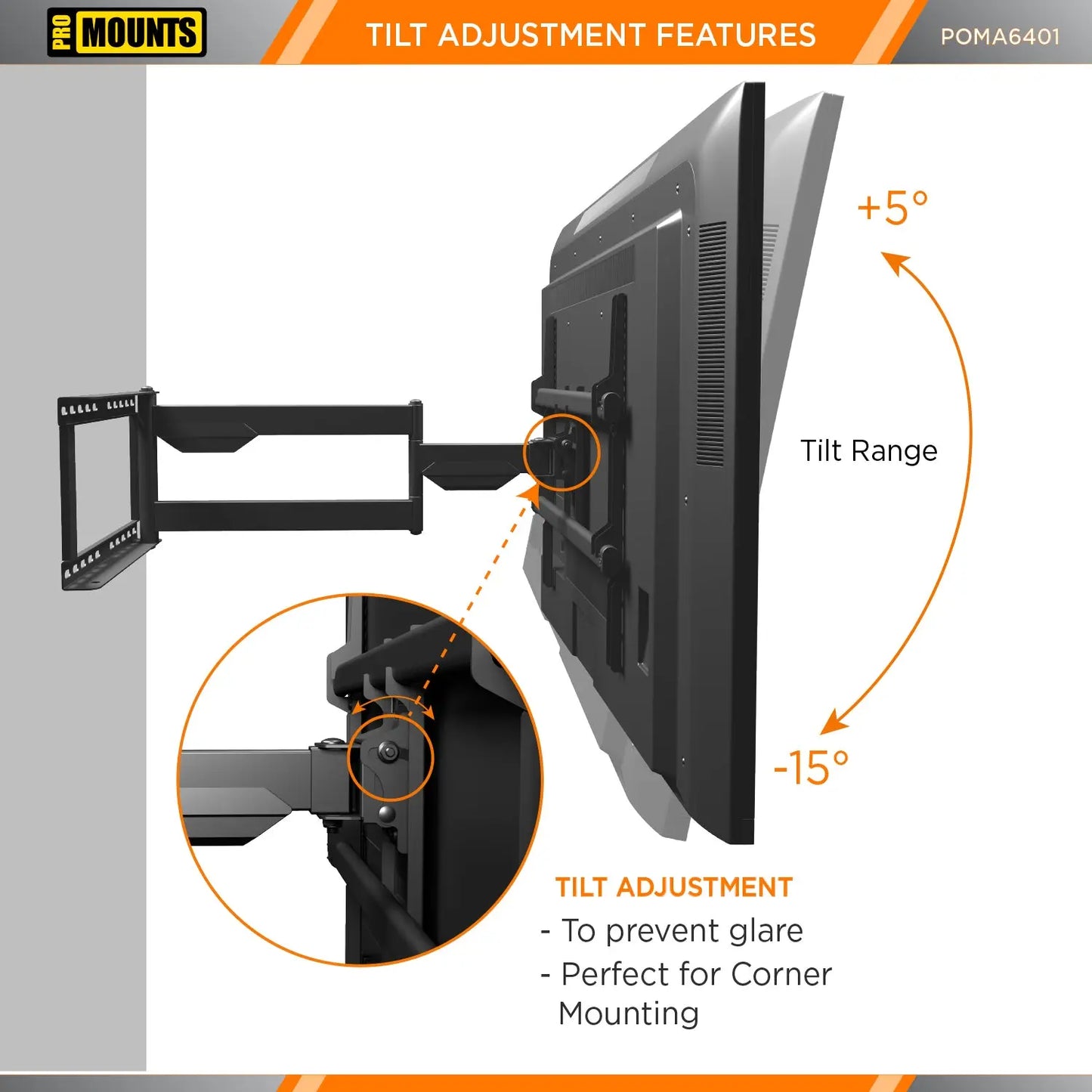 ProMounts Outdoor Articlating TV Mount with Extendable Arm for 32"-75" TVs Holds up to 132lbs - One Products