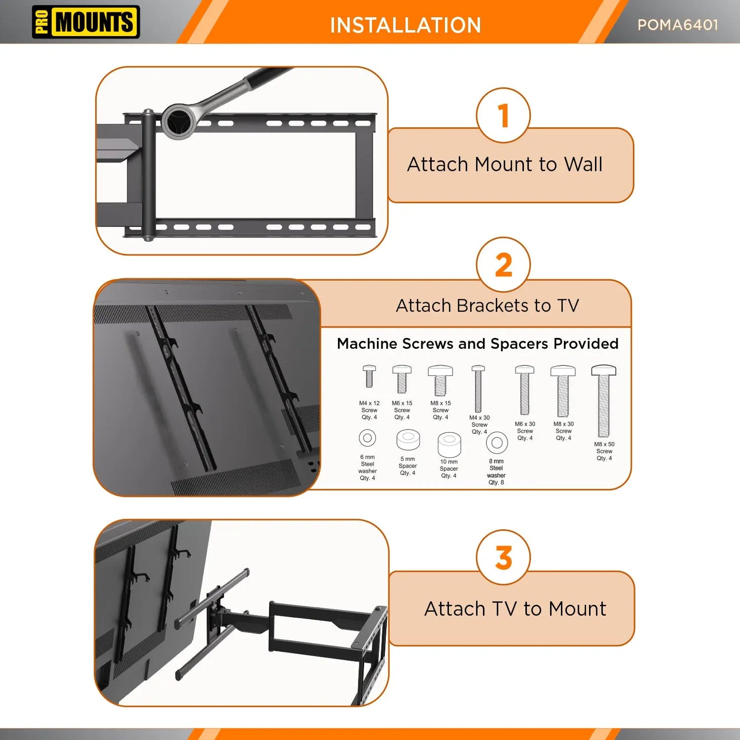 ProMounts Outdoor Articlating TV Mount with Extendable Arm for 32"-75" TVs Holds up to 132lbs - One Products