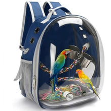 Load image into Gallery viewer, Panoramic View Bird Travel Backpack – Breathable Bubble Carrier for Small &amp; Medium Birds with Secure Perch &amp; Locking Zippers One Products
