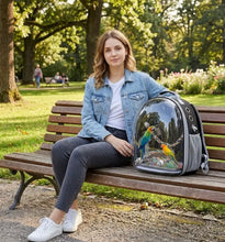 Load image into Gallery viewer, Panoramic View Bird carrier Backpack – Breathable Bubble Carrier for Small &amp; Medium Birds with Secure Perch &amp; Locking Zippers ProMounts Bird Supplies
