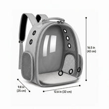 Load image into Gallery viewer, Pet Carrier Backpack for Cats &amp; Small Dogs, Airline-Friendly Bubble Carrier with Mesh Ventilation &amp; Safety Leash | Gray
