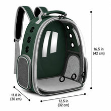 Load image into Gallery viewer, Pet Carrier Backpack for Cats &amp; Small Dogs, Airline-Friendly Bubble Carrier with Mesh Ventilation &amp; Safety Leash | Green
