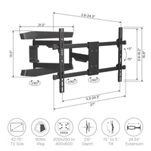 Load image into Gallery viewer, ProMounts  Premium Articulating / Full Motion Wall TV Mount For 42&quot; to 75&quot; TVs Up to 90lbs (FSA64) ProMounts TV Mounts
