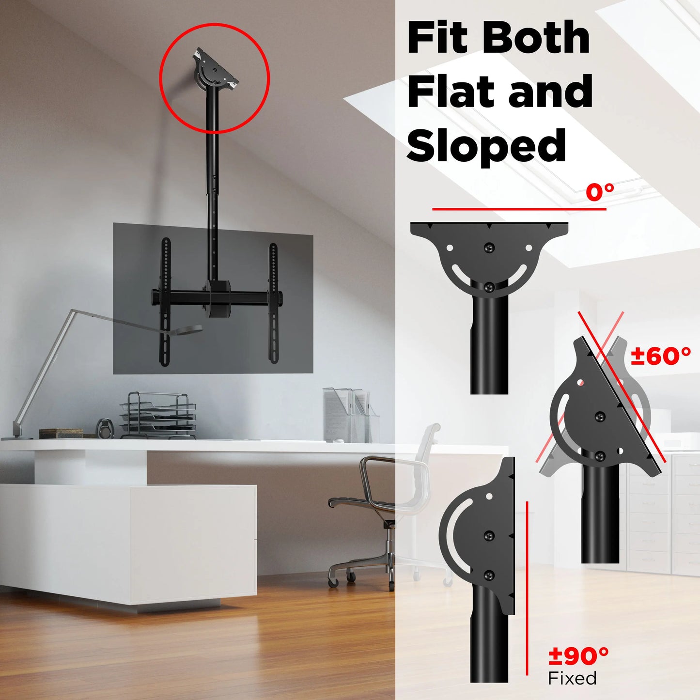 ProMounts Premium Ceiling TV Mount Fits Most 32-65 inch, Holds 88 lbs (UC-PRO210) ProMounts