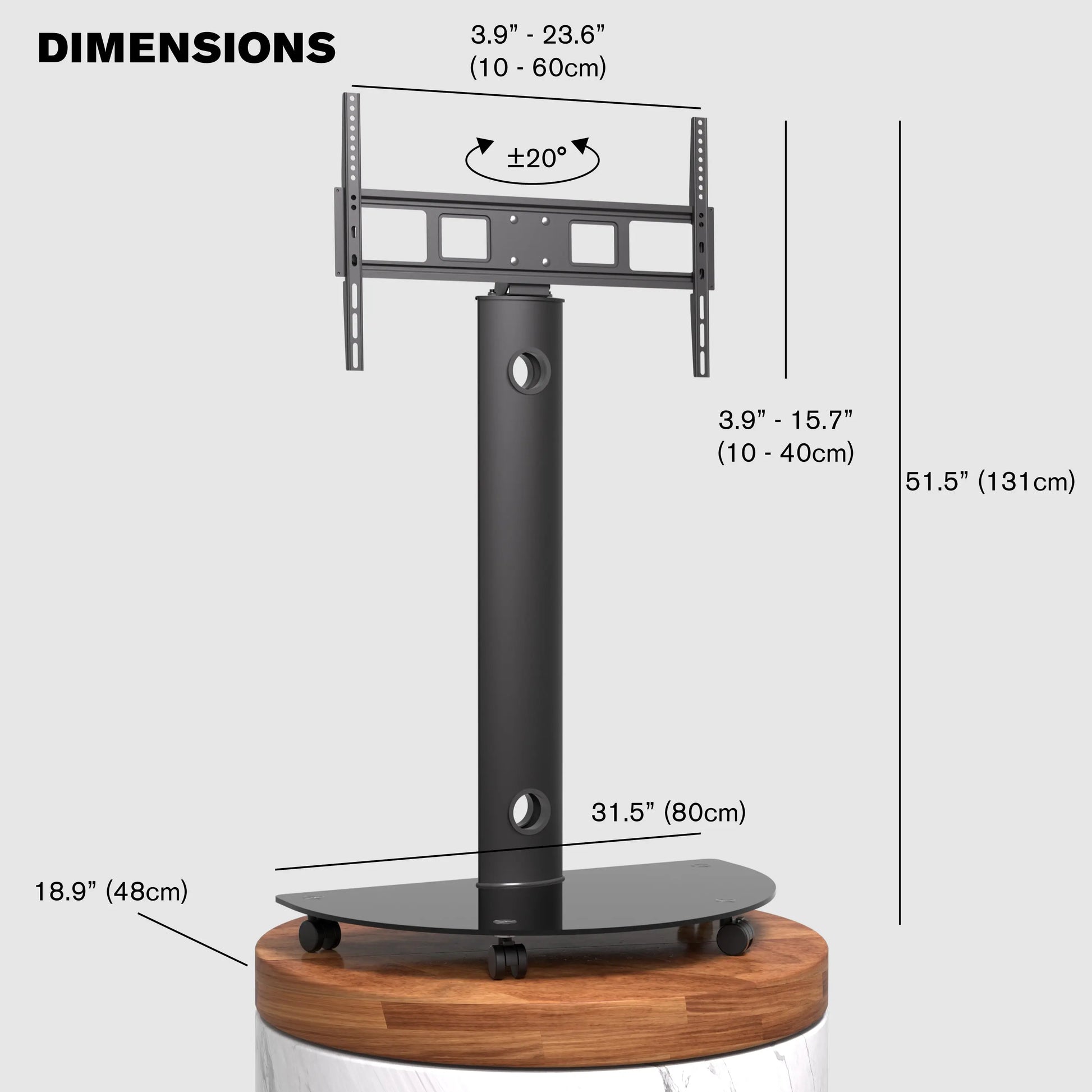 ProMounts Premium Mobile TV Stand Mount for 32” to 72” Screens, Holds up to 88lbs (PFCS6401-B) ProMounts