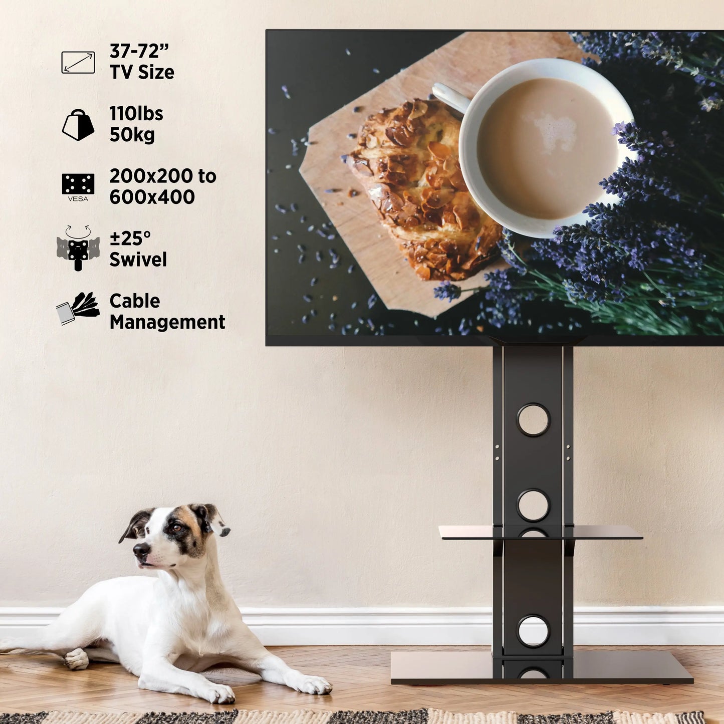 ProMounts Premium Swivel TV Stand Mount for 37”-72” Screens with Shelving, Holds up to 110 Lbs (ATMSS6401-X2) ProMountshttps://www.one-products.com/