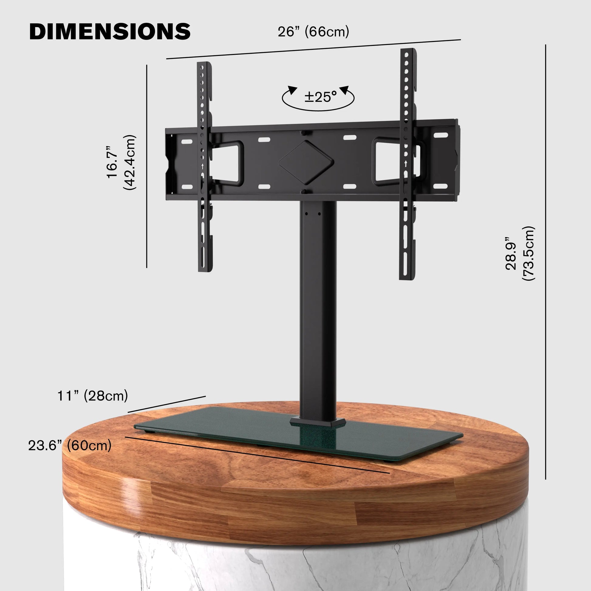 ProMounts Premium Universal TV Stand for 37-72 Inch LCD LED Smart TVs, ± 25° Swivel TV Stand, Sturdy Thick Tempered Glass Base ProMounts TV Stand