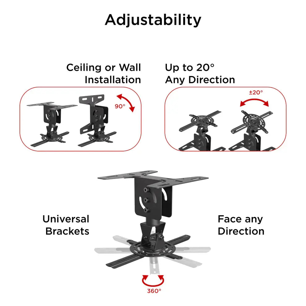 ProMounts Universal Overhead Ceiling Projector Mount, Supports up to 44lbs (UPR-PRO150) - One Products