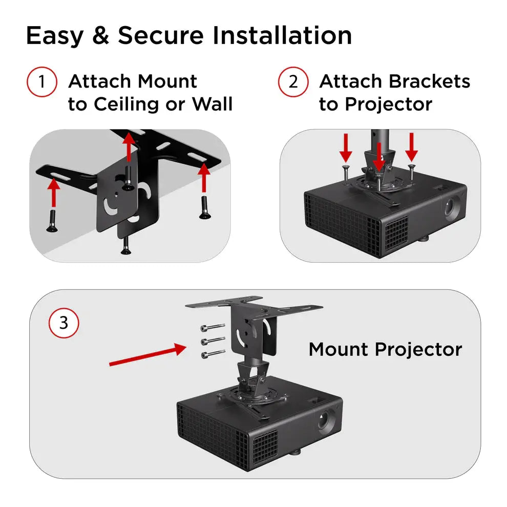 ProMounts Universal Overhead Ceiling Projector Mount, Supports up to 44lbs (UPR-PRO150) - One Products