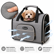 Load image into Gallery viewer, ProMounts Soft-Sided Pet Carrier Backpack for Cats &amp; Small Dogs, Airline-Friendly Foldable Travel Carrier with Mesh Ventilation, Safety Leash &amp; Storage Pocket
