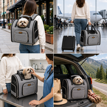 Load image into Gallery viewer, ProMounts Soft-Sided Pet Carrier Backpack for Cats &amp; Small Dogs, Airline-Friendly Foldable Travel Carrier with Mesh Ventilation, Safety Leash &amp; Storage Pocket
