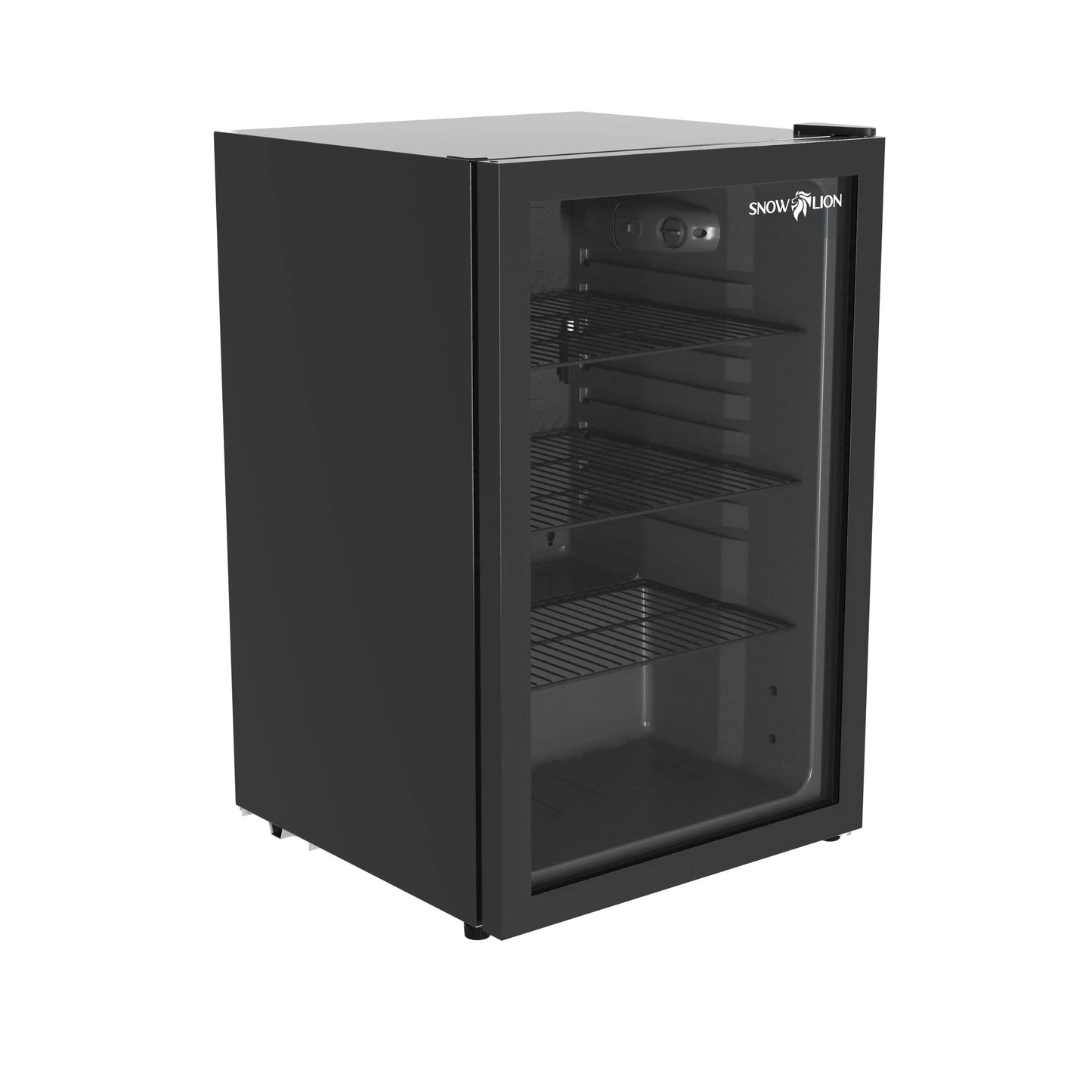 SnowLion Premium 131L Beverage Refrigerator 4.6 Cu.ft. Freestanding Mini Fridge With Glass Door in Black SnowLion Glass Door Extra Large