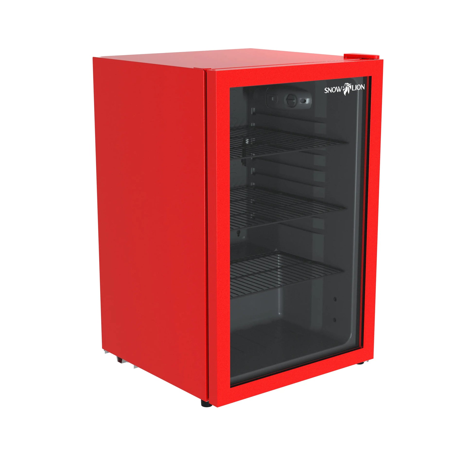 SnowLion Premium 131L Beverage Refrigerator 4.6 Cu.ft. Freestanding Mini Fridge With Glass Door in Red SnowLion Glass Door Extra Large