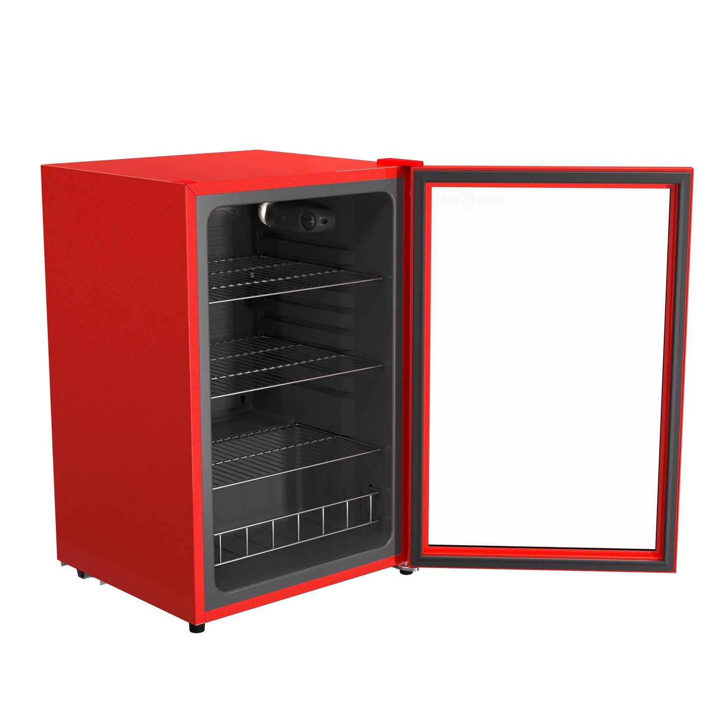 SnowLion Premium 131L Beverage Refrigerator 4.6 Cu.ft. Freestanding Mini Fridge With Glass Door in Red SnowLion Glass Door Extra Large