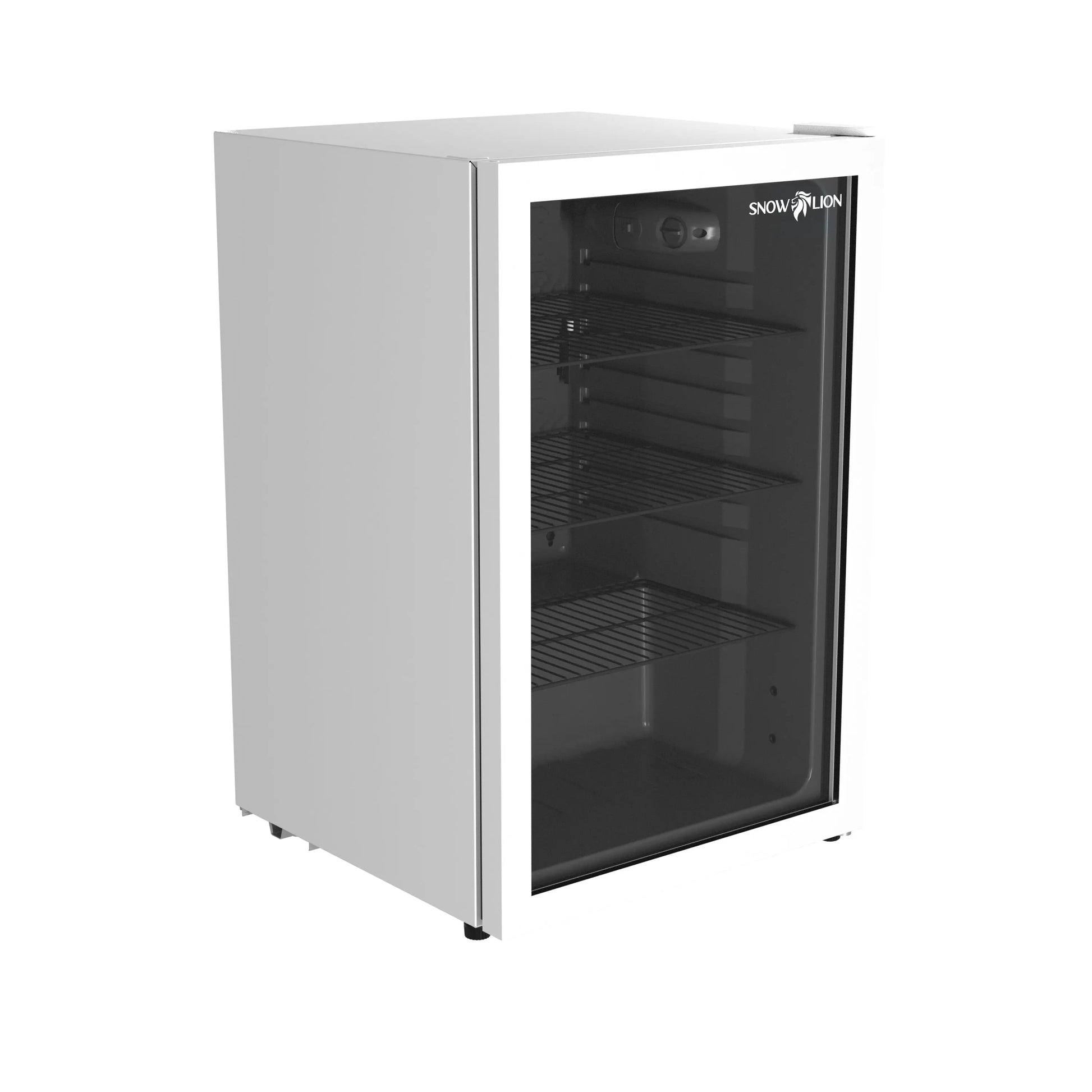 SnowLion Premium 131L Beverage Refrigerator 4.6 Cu.ft. Freestanding Mini Fridge With Glass Door in White SnowLion Glass Door Extra Large