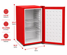 Load image into Gallery viewer, SnowLion Premium 65L Solid Door 2.3 Cu.ft. Freestanding Under-Counter Mini Fridge in Red (OSFS013-RL)
