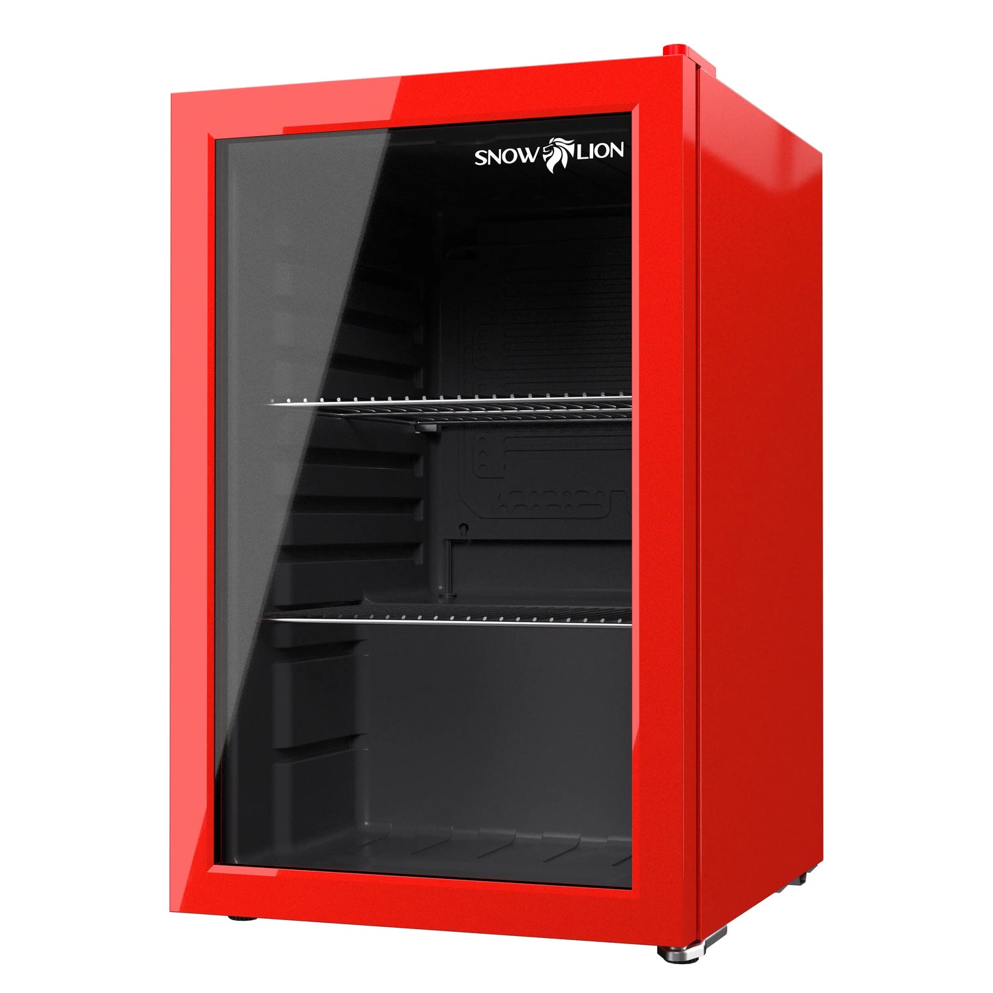 SnowLion Premium 69L Beverage Refrigerator 2.4 Cu.ft. Freestanding Mini Fridge With Glass Door in Red SnowLion Glass Door Large