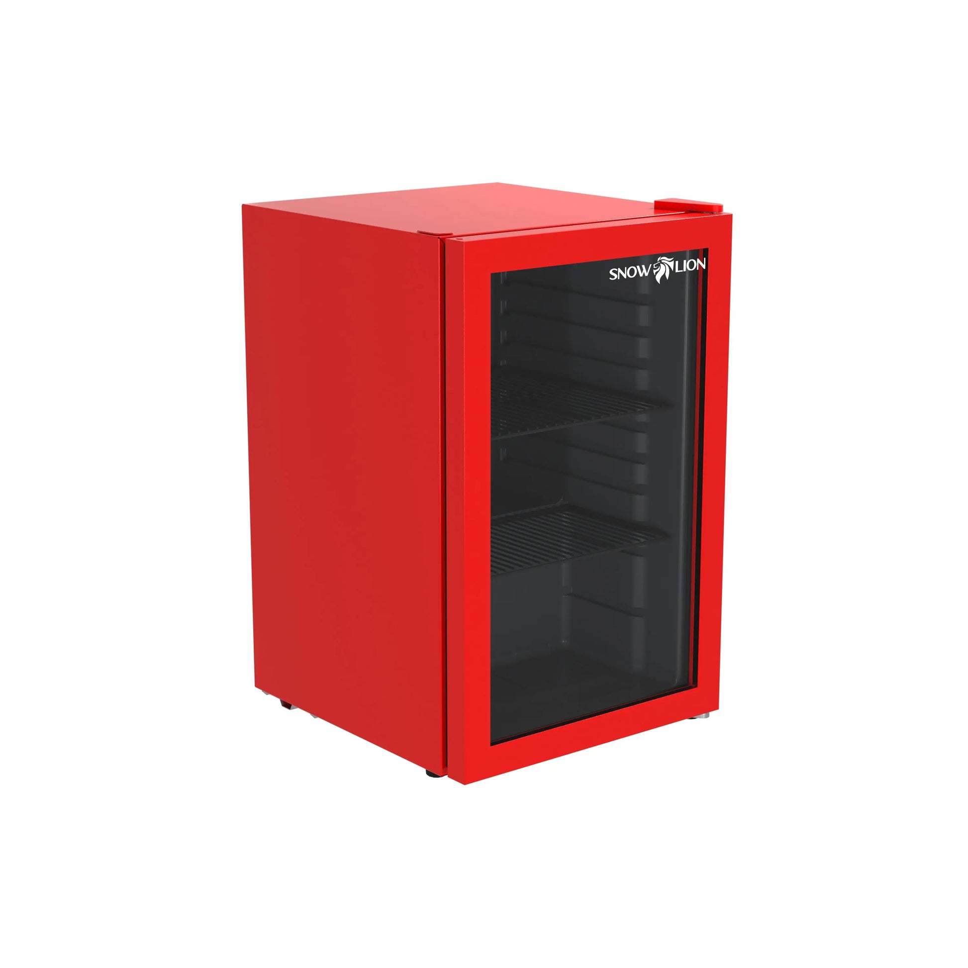 SnowLion Premium 69L Beverage Refrigerator 2.4 Cu.ft. Freestanding Mini Fridge With Glass Door in Red SnowLion Glass Door Large