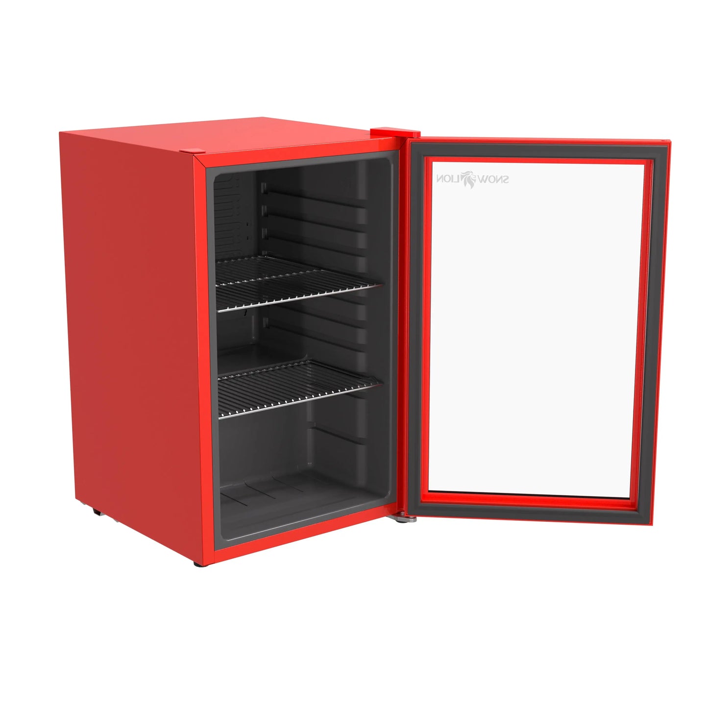 SnowLion Premium 69L Beverage Refrigerator 2.4 Cu.ft. Freestanding Mini Fridge With Glass Door in Red SnowLion Glass Door Large