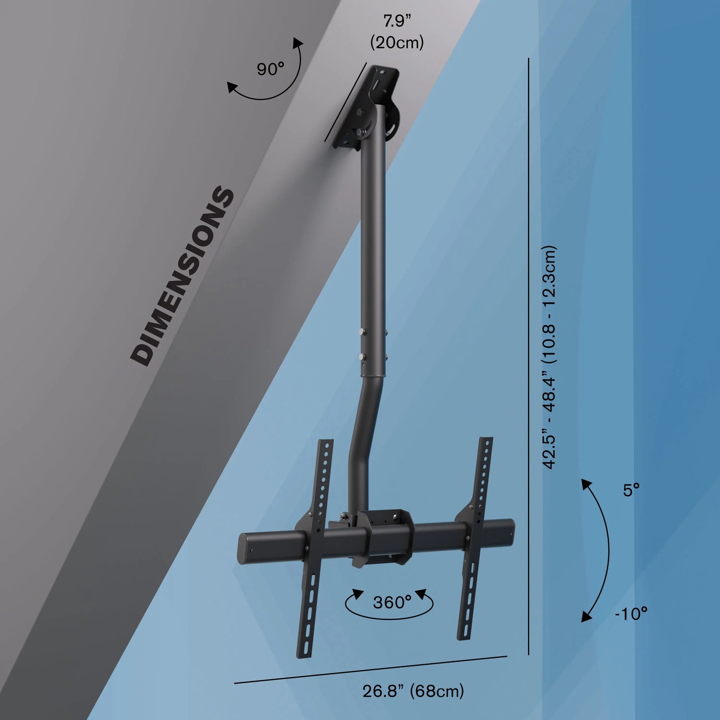 ProMounts Tilt/Swivel Ceiling TV Mount for 37"-90" Screens Holds up to 110 Lb. - One Products