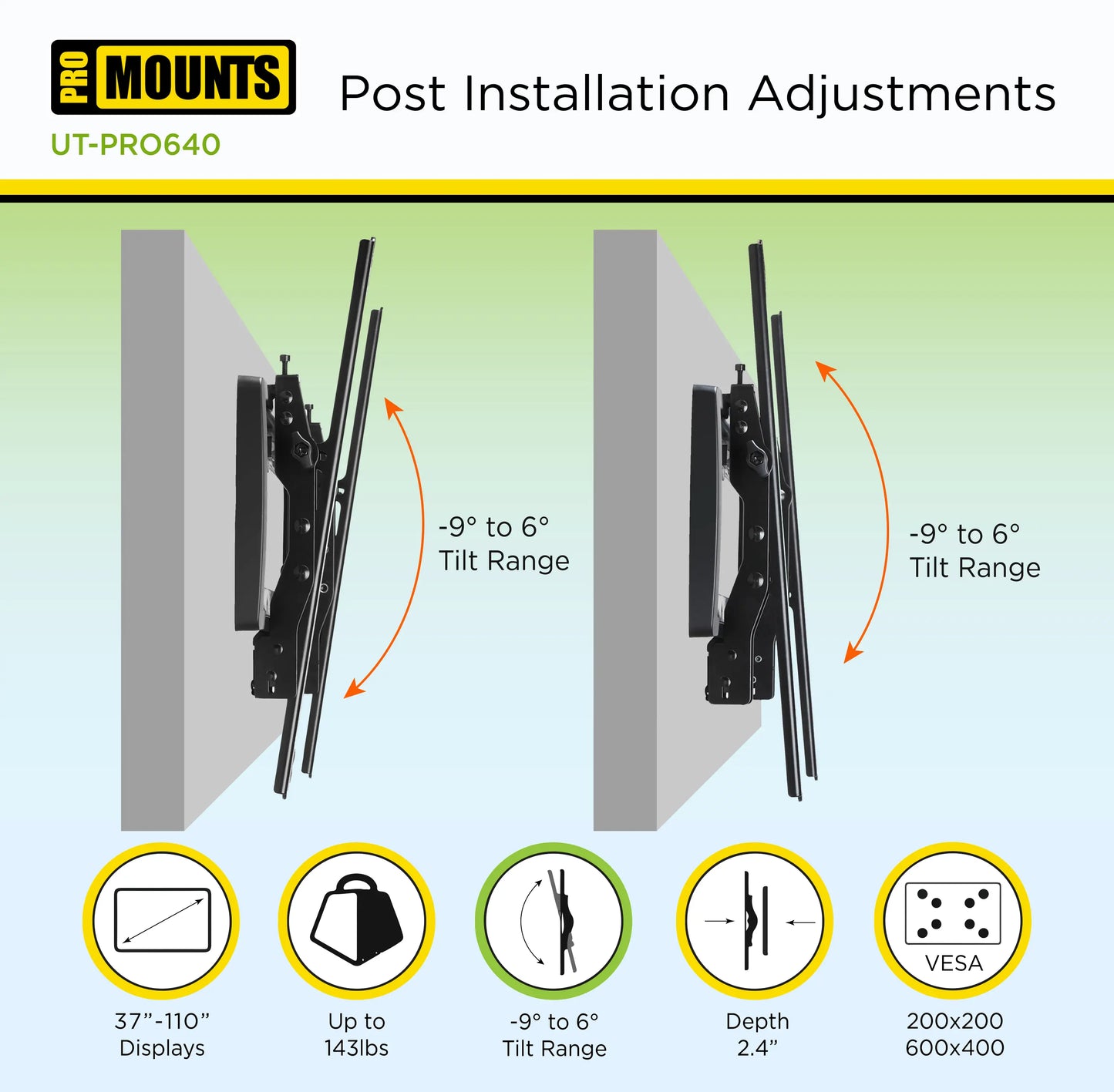 ProMounts Tilting TV Wall Mount for 37" to 110" TVs Up to 143lbs (UT-PRO640) - One Products