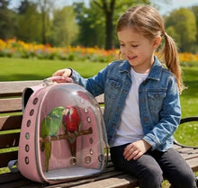 Load image into Gallery viewer, panoramic view bird carrier– Breathable Bubble Carrier for Small &amp; Medium Birds with Secure Perch &amp; Locking Zippers One Products

