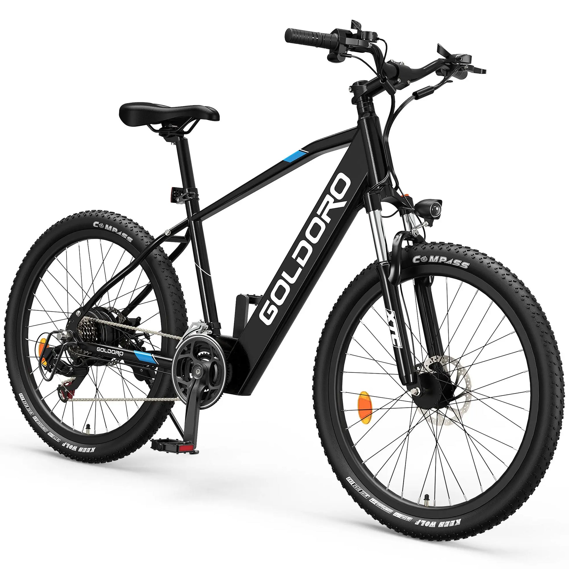 Goldoro Electric Bike 26" X7 Aluminum Alloy Mountain Bike, 250W/36V, MAX 18 MPH, 21 speed(Black) - One Products