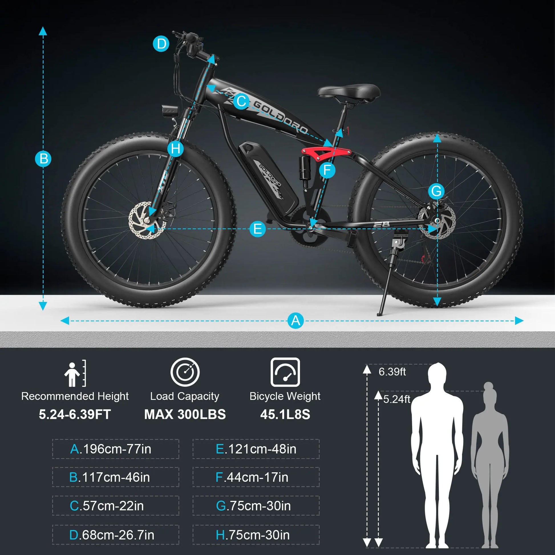 Goldoro Electric Bike 26" X8 Aluminum Alloy Snowmobile,Fat Tire 500W/48V, MAX 31 MPH, 7 speed - One Products