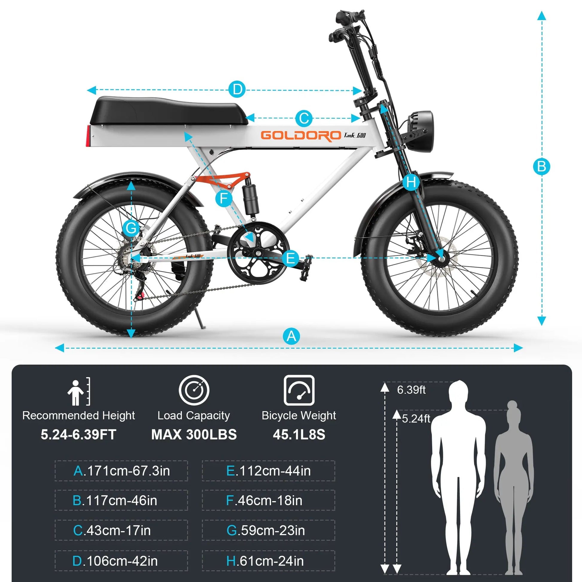 Goldoro Electric Bike for Adults 500W, 20 Inch Fat Tire Ebike 31 MPH & 50-60 Miles Commuter E Bike, 48V 20AH Electric Bicycle (White) - One Products