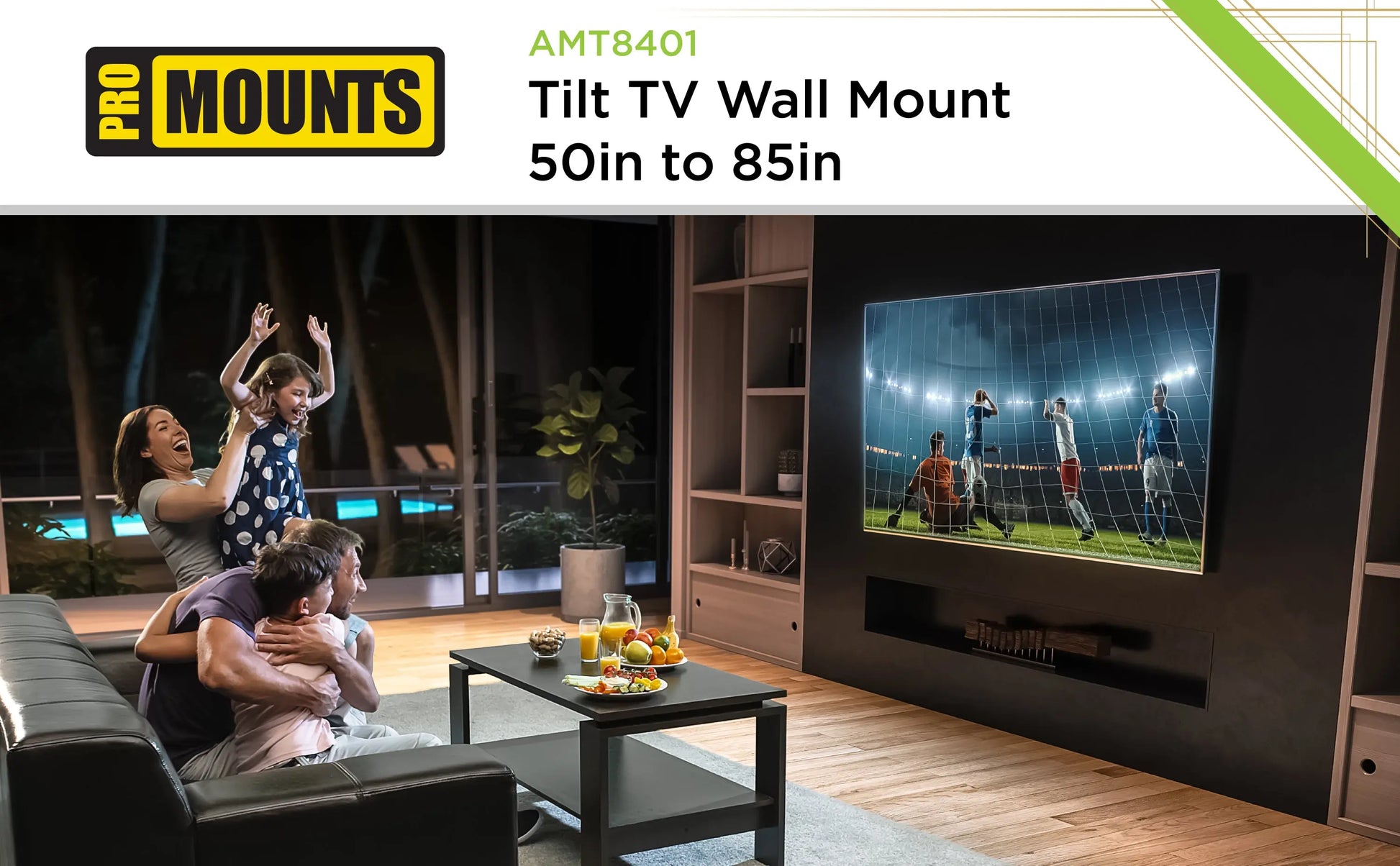 ProMounts Tilt TV Mount for 50" to 85" TVs Holds up to 99Ibs (AMT8401) - One Products