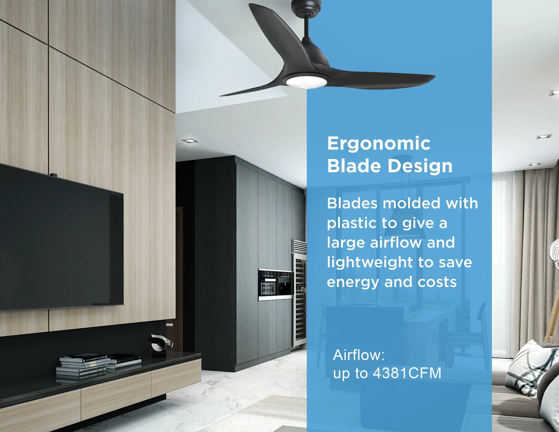 ONE Products 52” Smart Ceiling Fan Reversible with LED Light, Remote and APP - One Products