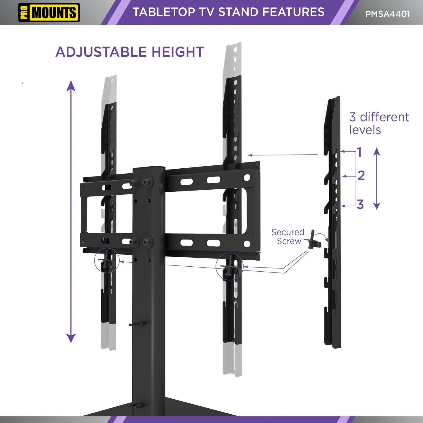 ProMounts Tabletop TV Stand Mount for 37"-65 TVs Holds up to 88lbs - One Products