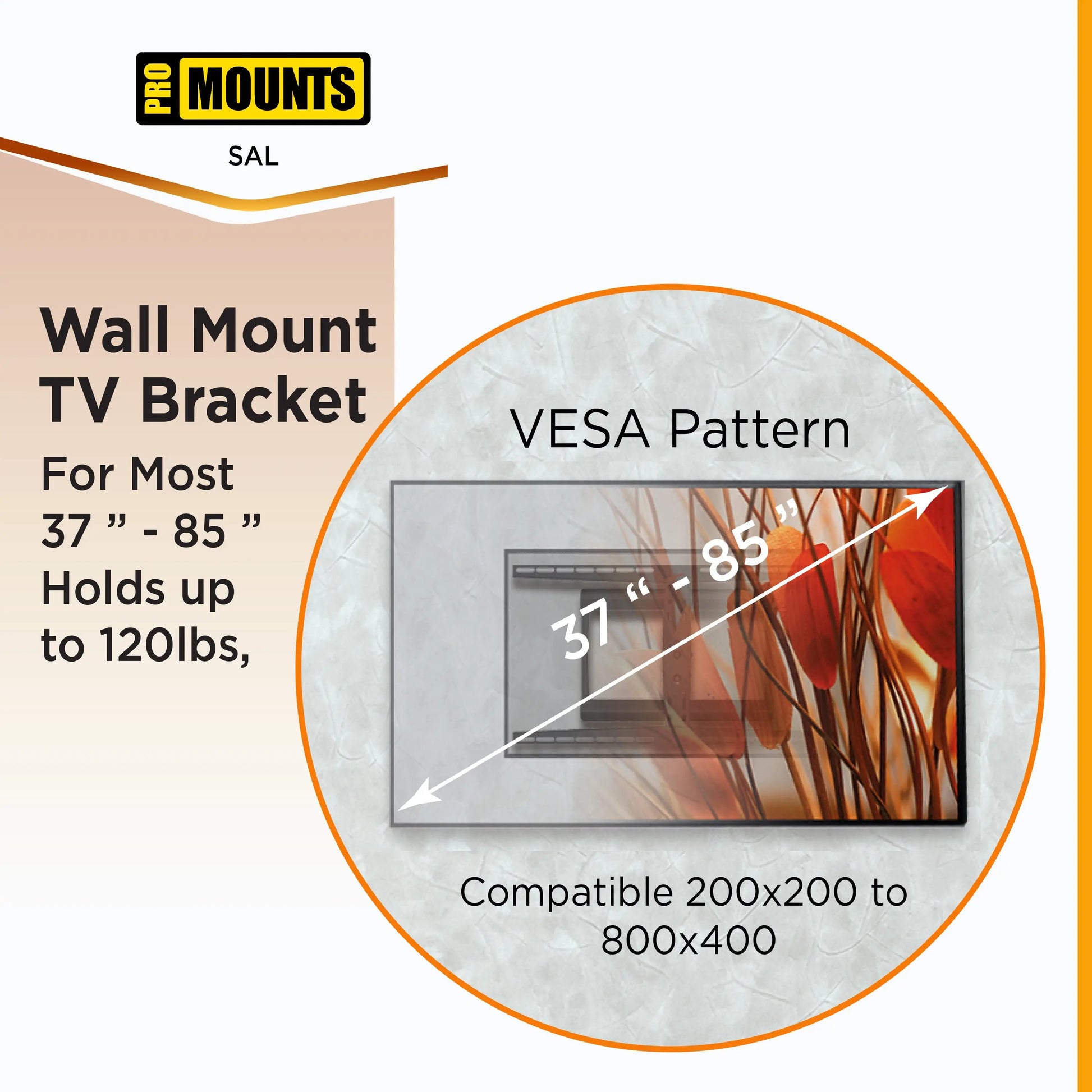 ProMounts Articulating / Full-Motion TV Wall Mount for 37" to 85" TVs up to 120 lbs (SAL) - One Products