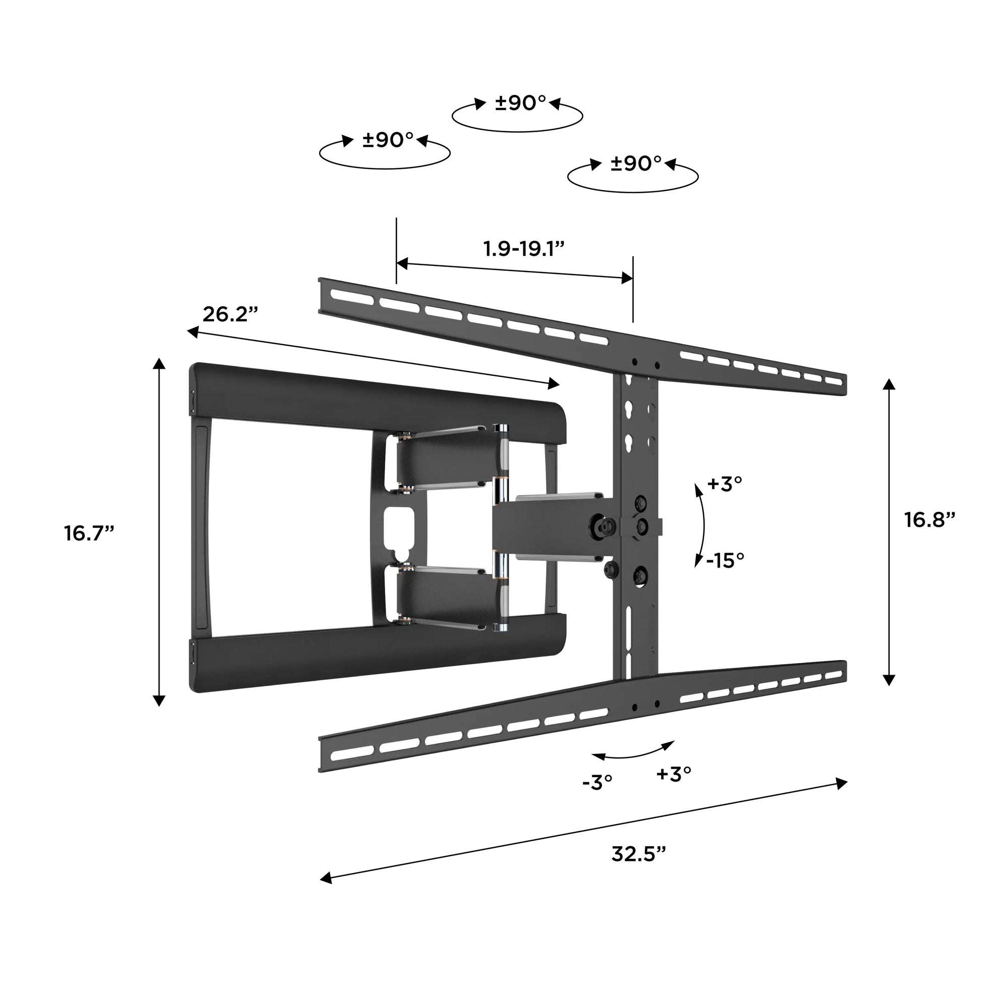 ProMounts Articulating / Full-Motion TV Wall Mount for 37" to 85" TVs up to 120 lbs (SAL) - One Products